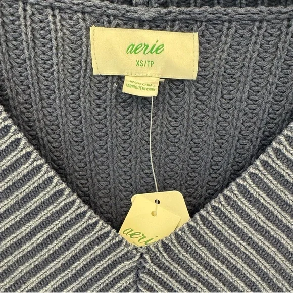 Aerie NWT Oversized Sweater Cotton Blue - Picture 4 of 7